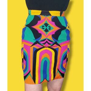 Vintage 60s rare colorful mod op art Italian designer Genny skirt!